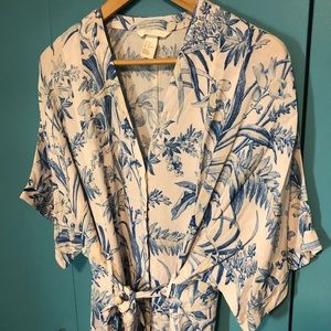 Printed cotton button up dress.